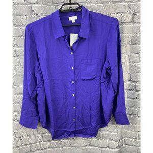 J. Jill Purple Button-Front Shirt EcoVero Viscose 2X‎ Womens Long Sleeve
